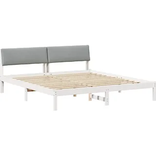 vidaXL Bettgestell Weiß und Hellgrau 200 x 200 cm Massivholz Kiefer - Weiß