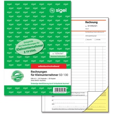 Bild SD130 Rechnungen für Kleinunternehmer A5, 2x30 Blatt, selbstdurchschreibend, aus nachhaltigem Papier
