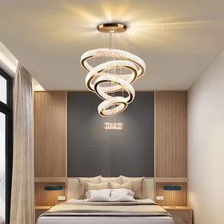 diisunbihuo 5-Ring LED Kristall-Kronleuchter Warmweiß
