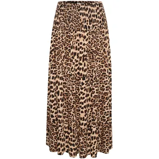 Midirock KAFFE "Damen Rock KAmaxi", Damen, Gr. XL, beige (classic leopard), Obermaterial: 100% Viskose LENZING ECOVERO CV LenzEcov., Röcke Midirock