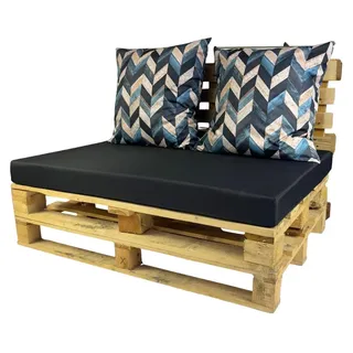 Oxford Beige Codura 2+1 Palettenkissen-Set - Blau