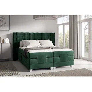 Boxspringbett Elektrisch Bett VIDAL 160x200cm in Stoff Fresh Flaschengrün - Grün