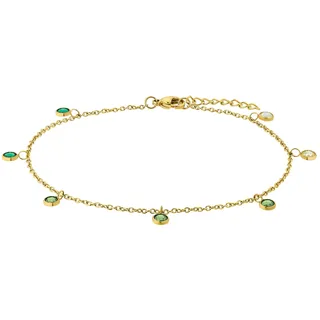 Amor Fußkette AMOR "2034268, 2034270", gold (gelbgoldfarben, grün), Fußketten, Damen, Edelstahl, mit Zirkonia (synth.)