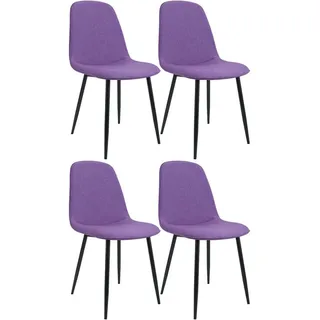 CLP Esszimmerstuhl 4er Set Stoff Lila , Metall , 45x88x54 cm , Esszimmer, Stühle