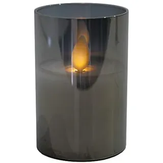 Hochwertige & Edle LED Kerze im Glas - Realistisch Flackernd - Neuartiges Design (Grau, Höhe: 7,5cm - Ø 5cm)