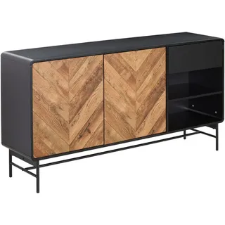 Mid.you Sideboard , Schwarz, Eichefarben , Metall, Holzwerkstoff , 3 Fächer , 1 Schubladen , 160x82x40 cm , Kleinmöbel, Kommoden, Sideboards