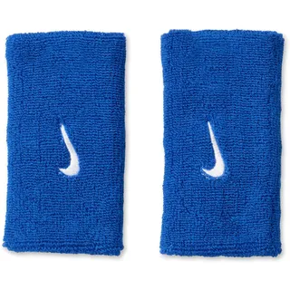 Nike Swoosh Classic Doublewide Wristbands 2er Pack Schweißbänder Tennis Fitness Running Handgelenkbänder breit, Game Royal/White, One Size