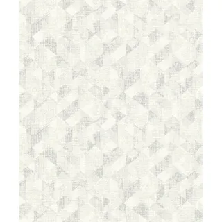 Rasch Tapete 654219 - Helle Vliestapete mit geometrischem Muster in Hellgrau- 3D Grafisch - Kollektion Welcome Home
