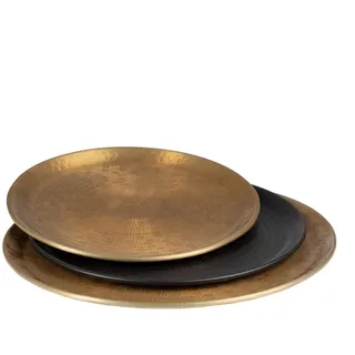 Snacktablett 48 x 48 x 2 cm Schwarz Gold Aluminium 3 Stück