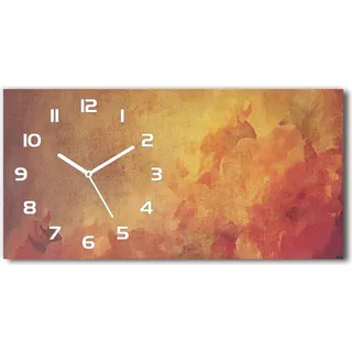 Wanduhr aus Glas – 60x30 cm - Glasbild - Glasuhr - Gehärtetes Glas - weisse-zeiger - Blumen