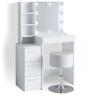 Vicco Meryl Weiß 80 cm mit LED Beleuchtung und Hocker Model 36205 - Weiß