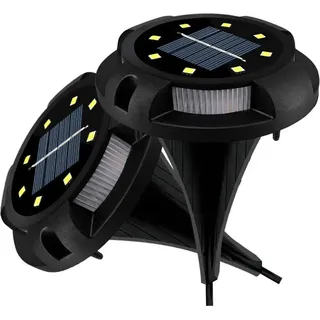 Jumada's - 4-teiliges Set LED-Bodenstrahler - Solar-Gartenbeleuchtung - Solarbetriebene Außenlampe - Warmweiß - Blaues Licht