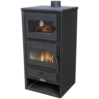 Blist Kaminofen mit Backfach Schwarz Holzofen 10,6 kW Kamin Napoli Ofen Dauerbrandofen Werkstattofen Schwedenofen Hüttenofen Heizofen