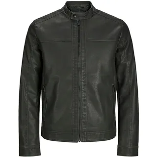 Jack & Jones Lederimitatjacke »JJEWARNER WASHED PU JACKET NOOS« ohne Kapuze mit Bandkragen, schwarz