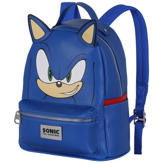 Sonic The Hedgehog - SEGA Sega-Sonic Face-Heady Rucksack, Blau, 24,5 x 29 cm, Kapazität 8 L