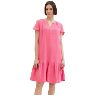 TOM TAILOR Minikleid mit leichter Raffung - in Crincle-Optik, pink