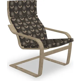 ABAKUHAUS Traumfänger Poäng Sessel Polster, Boho Mutter, Sitzkissen mit Stuhlkissen mit Hakenschlaufe und Reißverschluss, Dunkler Taupe und Ecru - Taupe