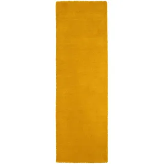 carpetfine Gabbeh Lola Uni Wollteppich 60 x 180 cm Gelb