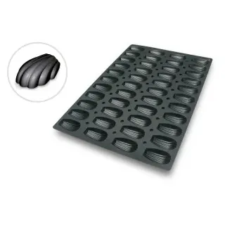 SCHNEIDER Silikon-Backform, Madeleine, schwarz, Form aus Silikon für Backöfen, Mikrowellen und Gefrierschränke, Abmessung: 40 x 60 cm, Durchmesser 78 x 45 x H 18 mm