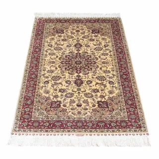 morgenland Orientteppich »Hereke - 122 x 69 cm - dunkelrot«, rechteckig, 3 mm Höhe, Wohnzimmer, Handgeknüpft, Einzelstück mit Zertifikat, rot