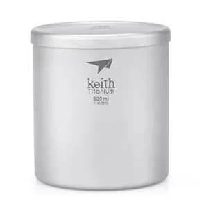 Keith Titanium Doppelwandiger Titanbecher, Isolierter Kaffee-Reisebecher mit Deckel, Tragbares Trinkgeschirr für Tee und Kaffee, Ideal für Camping, Picknick, Rucksackreisen und Trekking (300 M)