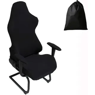 LJNGG Bürostuhl-Abdeckung für Computerspielstuhl, elastisch, dehnbar, drehbar, für Gaming Schwarz