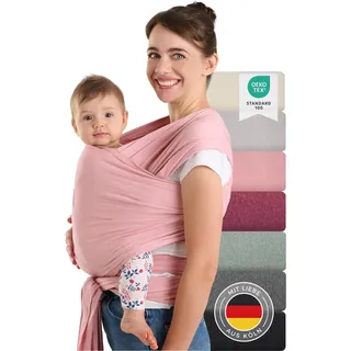 Laleni Tragetuch Baby neugeboren bis 15 kg aus weicher Baumwolle - Babytrage Neugeborene ab Geburt - OEKO-TEX zertifiziertes Tragetuch Kleinkind - Wickeltuch Baby 5,10 m Länge - Baby Wrap in Rose.
