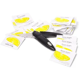 Birambeau - Austernmesser mit 2 Packungen mit je 10 Fingerspülungen, schwarz