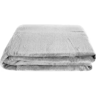 Kuschelige Decke 270x230 cm Fleecedecke Wohndecke aus Polyester Tagesdecke Grau - Grau