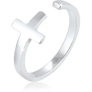 Elli Ring Kreuz Glaube Geo Größenverstellbar in 925 Sterling Silber