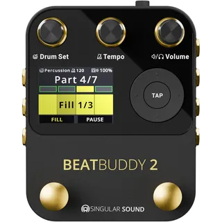 Singular Sound BeatBuddy Mini 2 Effektpedal (Drumbegleitung in Pedalform, 9 Drumsets, 24 Genres, 200+ Styles, Fusspedal Drum für Gitarre und Bass, einfache Bedienbarkeit, mit LED Anzeige)