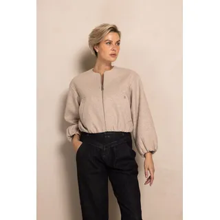 Blouson ZHRILL "MANOA", Damen, Gr. XXL, beige, Web, Obermaterial: 100% Polyester. Futter: 100% Polyester, unifarben, hüftlang, Rundhals, elastischer Bund, Jacken Blouson, mit Ballonärmeln