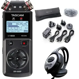 Tascam Audio-Recorder DR-05XP mit DR11GMK und Kopfhörer (Handheld), Audiorecorder