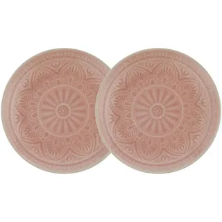 Butlers Teller 2er-Set Sumatra 25 cm , Pink , Keramik , 25x3x25 cm , Geschirr, Teller, Speiseteller