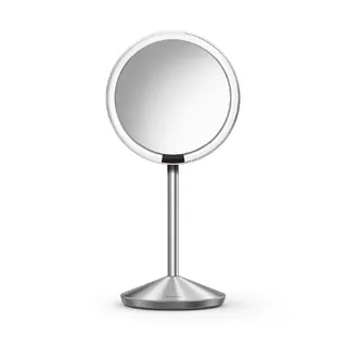 simplehuman ST3004 12 cm, Faltspiegel mit Sensor, 10-fache Vergrößerung, Kosmetikspiegel mit Beleuchtung, gebürsteter Stahl, 5 Jahre Garantie