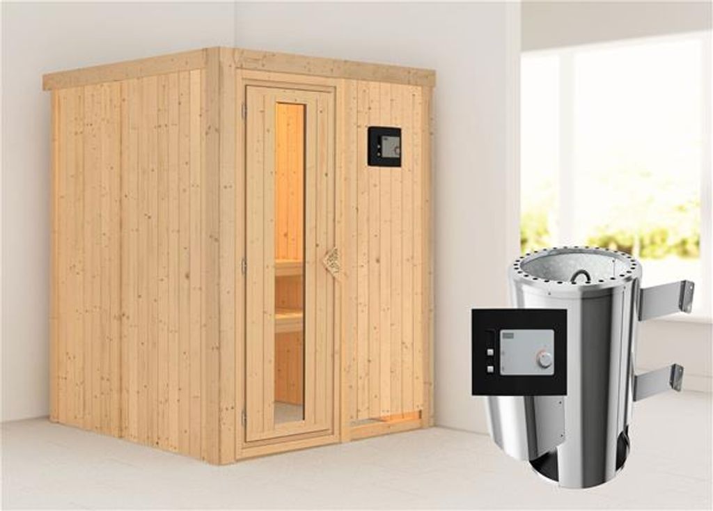 Bild von Sauna Minja 68mm 230V Saunaofen 3,6kW extern Holztür