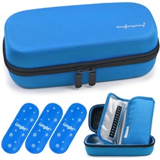 YOUSHARES Insulin Kühltasche, Eva Insulin Tasche für Insulin Pen, Insulin und Andere Diabetikerzubehör, Diabetiker Tasche mit 3 Nylon Kühlakku (blau)