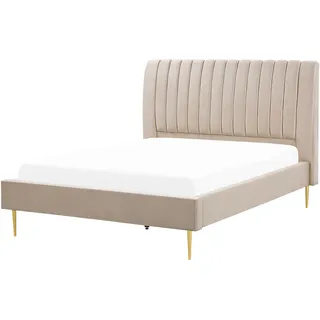 Beliani Polsterbett Sandbeige Marville - Beige , Textil , 140x200 cm , Schlafzimmer, Betten, Polsterbetten