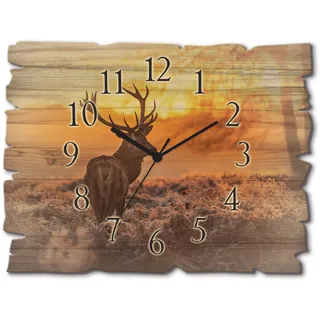 Artland Wanduhr »Holzuhr Rotwild« wahlweise mit Quarz- oder Funkuhrwerk, lautlos ohne Tickgeräusche, orange