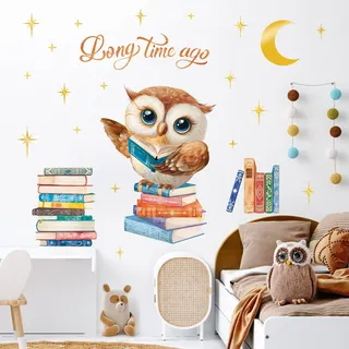 SHUCHING Wandtattoo Eule Groß | Selbstklebende Wandsticker Bücher für Kinder Kinderzimmer Babyzimmer Klassenzimmer