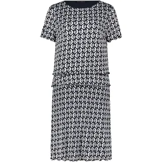 Midikleid BETTY BARCLAY "Stufenkleid mit U-Boot-Ausschnitt", Damen, Gr. 36, EURO, blau (dunkelblau, weiß), Obermaterial: 100% Polyamid PA., Kleider Midikleid