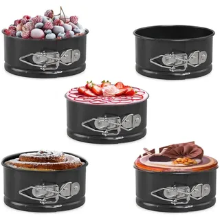 Tagtight Mini Kuchenformen Rund Springform mit Flachboden, Backform Antihaftbeschichtet, Tortenform zum Backen, Kuchenbackform für Käsekuchen, Torten und Quiches, Hochzeit(10X10X5 cm)