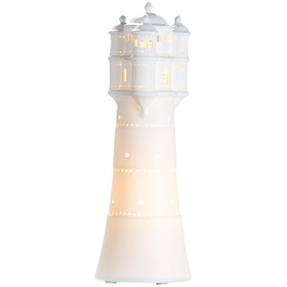 Gilde Deko Lampe Leuchtturm - aus Porzellan maritime Deko H 35 cm