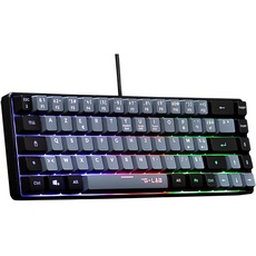 The G-Lab Keyz Hydrogen, Gamer-Tastatur, 60%, halbmechanische Tastatur, kabelgebunden, Azerty, bunte Hintergrundbeleuchtung, leise, kompaktes Format TKL – PC/PS5-2023 (Grau/Schwarz)