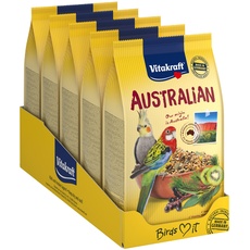 Vitakraft Australian, Vogelfutter für Großsittiche, mit Vitaminen und Mineralien, mit Magenkiesel zur Unterstützung der Magenfunktion, ohne Zusatz von Zucker (5x 750g)