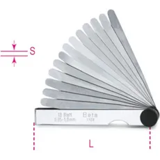 BETA, Rucksack, BT017080020 1708/20 Fühlerlehren zum Bestimmen der Maße von Spalten (13 Klingen von 0,05 bis 1, Silber