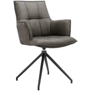 Novel Armlehnstuhl , Schwarz, Dunkelgrau , Metall, Textil , Drehkreuz , 59x89.5x63 cm , Sitzfläche 360° drehbar, inklusive Armlehnen , Esszimmer, Stühle, Polsterstühle