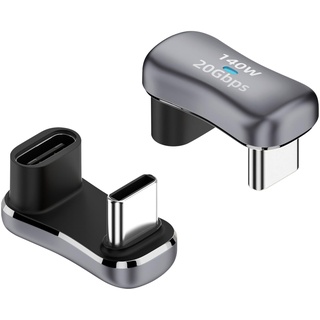 Duttek 180 Grad USB Typ C Adapter, 2 Stück, U förmiger USB C Stecker auf USB C Buchse, U förmiger USB C Extender Anschluss, 20Gbps, unterstützt 4K@60Hz Video für Steam Deck, Switch