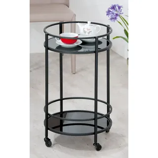 Gilde Servierwagen, "Straight", Glas, Metall, schwarz, VE 1, H. 70 cm, D. 40 cm  67777 - Schwarz