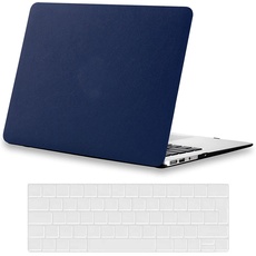AUSMIX Kompatibel mit MacBook Air 13 Zoll Hülle 2021 2020 2019 2018 Release M1 A2337 A2179 A1932 Hülle, Premium Leder Schutzhülle Kunststoff Hard Case & Tastaturabdeckung, Blau